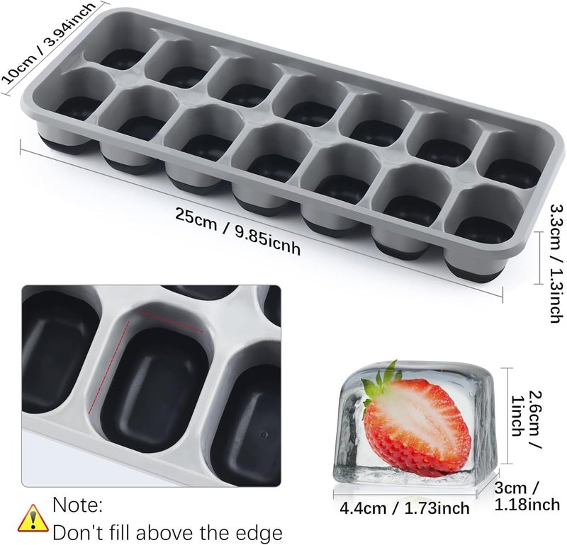 Jrisbo Ice Cube Tray 4 Pack - Easy-Release & Flexible Silicone Ice Cube Trays with Spill-Resistant Lids - Image 5