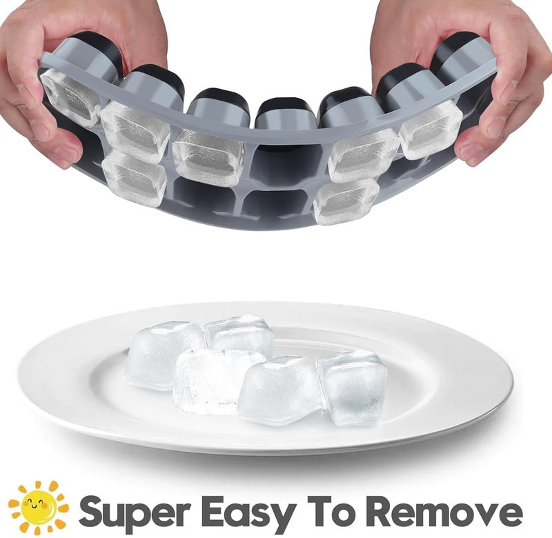 Jrisbo Ice Cube Tray 4 Pack - Easy-Release & Flexible Silicone Ice Cube Trays with Spill-Resistant Lids - Image 2