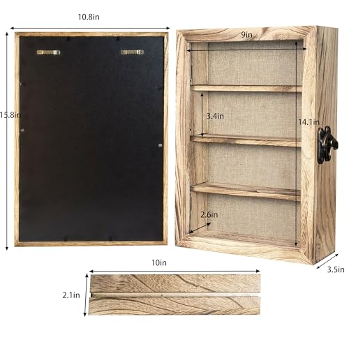 Houstimi Original Wood 11x16 Large Shadow Box Frame Deep Shadow Box with Shelves Memorial Shadow Box Display Case with Linen Back for Handicrafts,Picture Frames,Medals, Coins,Pins Collection and More - Image 4
