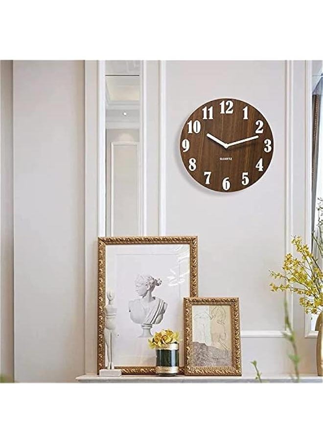 MOXO Luminous Wall Clock 12 Inch Silent Wooden Design Night Lights Round Wall Clock Silent NonTicking  Operated Round Wall Clocks Easy to Read for Living Room Home Office  - Image 5