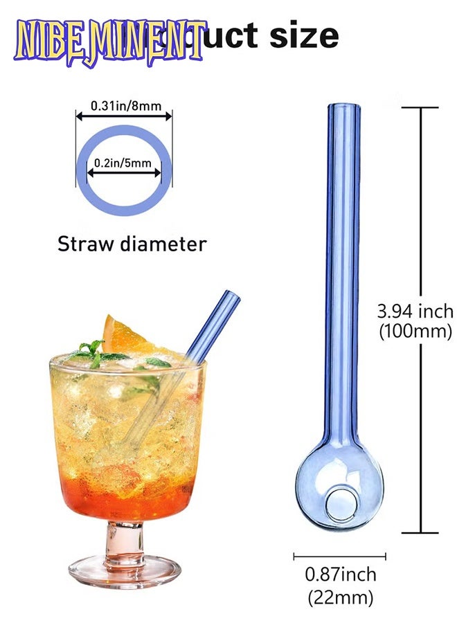 NIBEMINENT Breakproof Glass Straws - Durable Reusable Glass Straws 8 Pack with 1 Cleaning Brush for Drinks, Herbs, Smoothies, Aromatherapy（Multi-Color） - Image 2