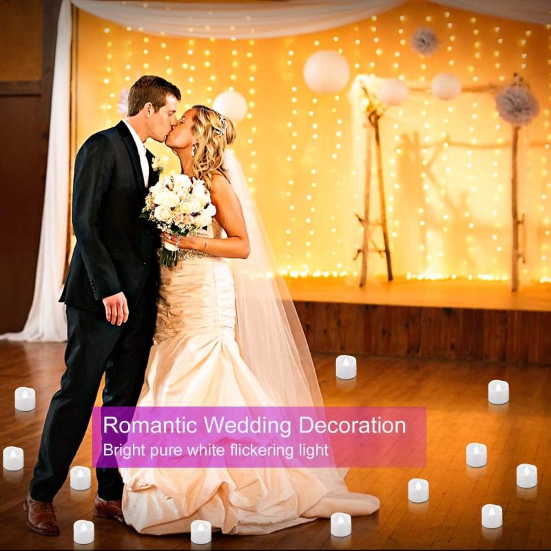 Flickering Flameless Tea Lights: White Battery Operated Votives - Timer Feature Led Tealights for Halloween Decor - Image 3