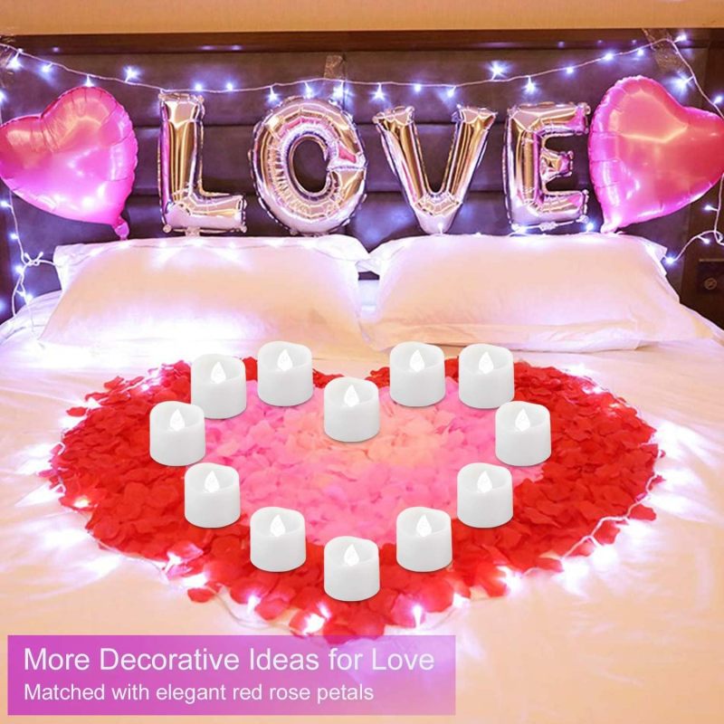 Flickering Flameless Tea Lights: White Battery Operated Votives - Timer Feature Led Tealights for Halloween Decor - Image 2