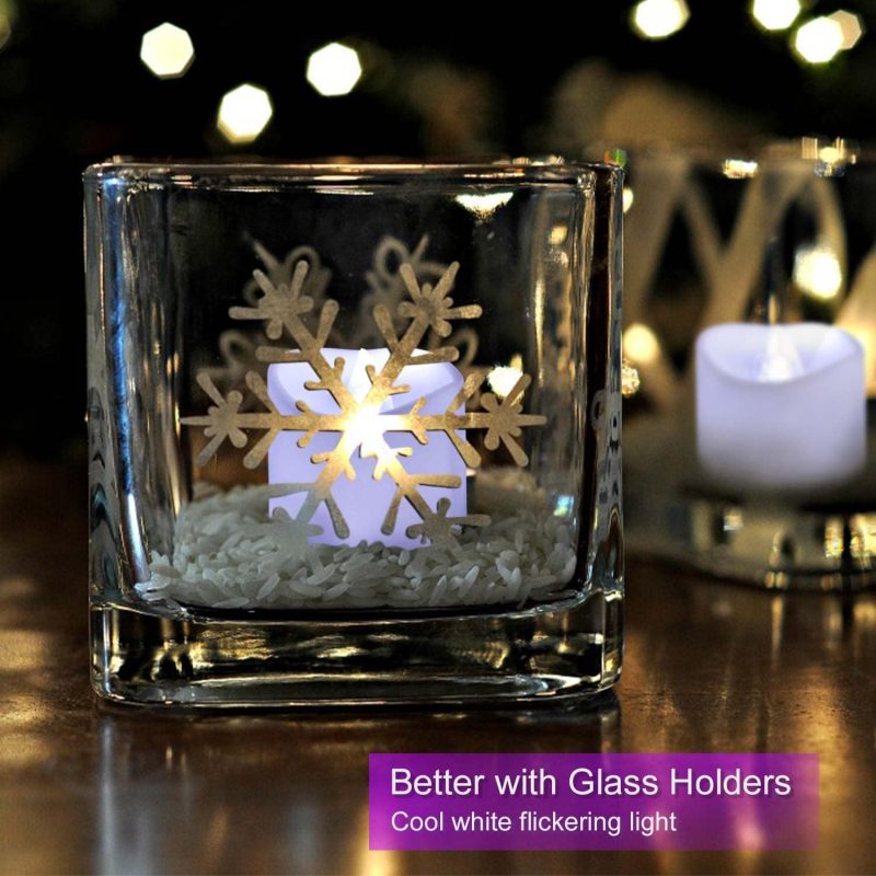 Flickering Flameless Tea Lights: White Battery Operated Votives - Timer Feature Led Tealights for Halloween Decor - Image 5