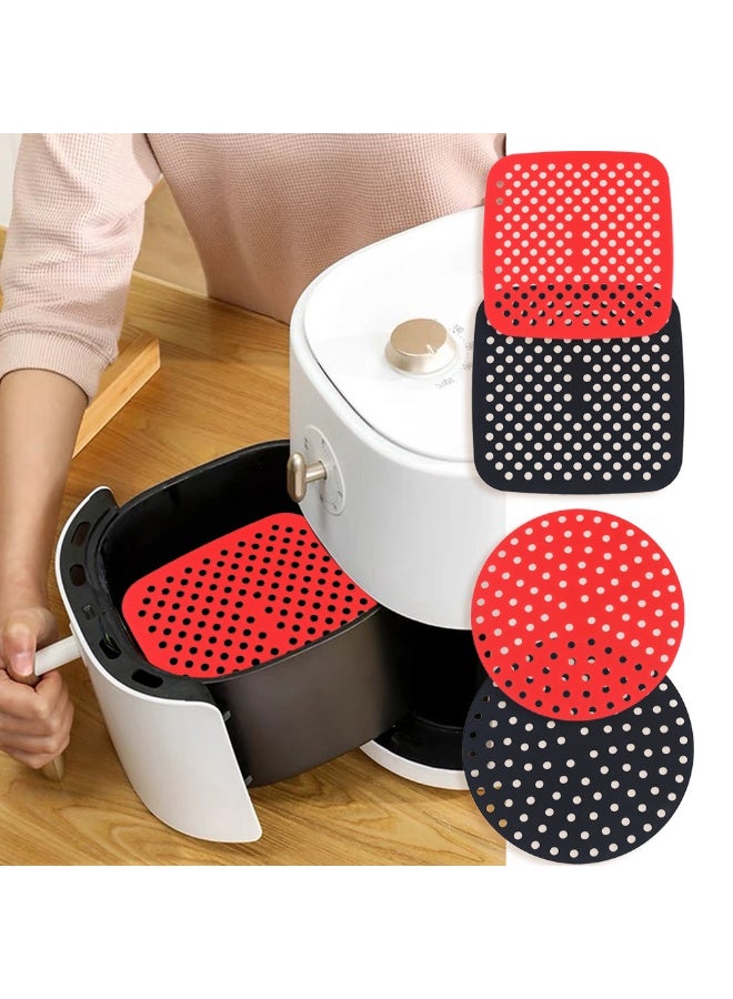 هومستر طقم 4 قطع بطانة سيليكون للقلاية الهوائية (2 مربعة + 2 دائرية) - حصائر مقاومة للحرارة غير لاصقة، تناسب قلايات فيليبس وكوسوري ونينja، للطراز السلة والفرن - Image 2