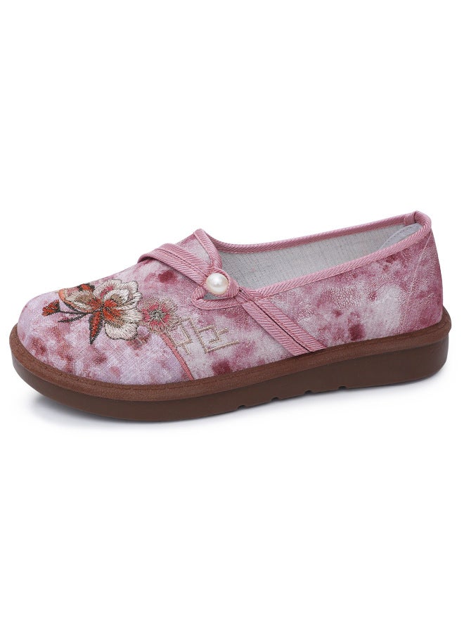 Women's Shoes Spring Ethnic Style Old Beijing Cloth Shoes Soft Sole Comfortable Slip-on Flats Mother's Shoes