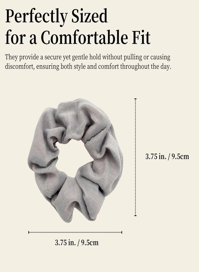 MDSTYLE 2 Pack Hair Scrunchies for Women & Girls - Soft Cotton - No Damage Hair Ties for Thick Hair, Pony Tails - Hair Bands, Ponytail Holder (Grey) - Image 4