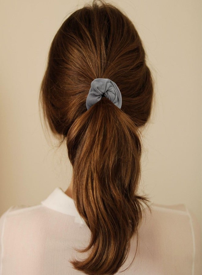 MDSTYLE 2 Pack Hair Scrunchies for Women & Girls - Soft Cotton - No Damage Hair Ties for Thick Hair, Pony Tails - Hair Bands, Ponytail Holder (Grey) - Image 3