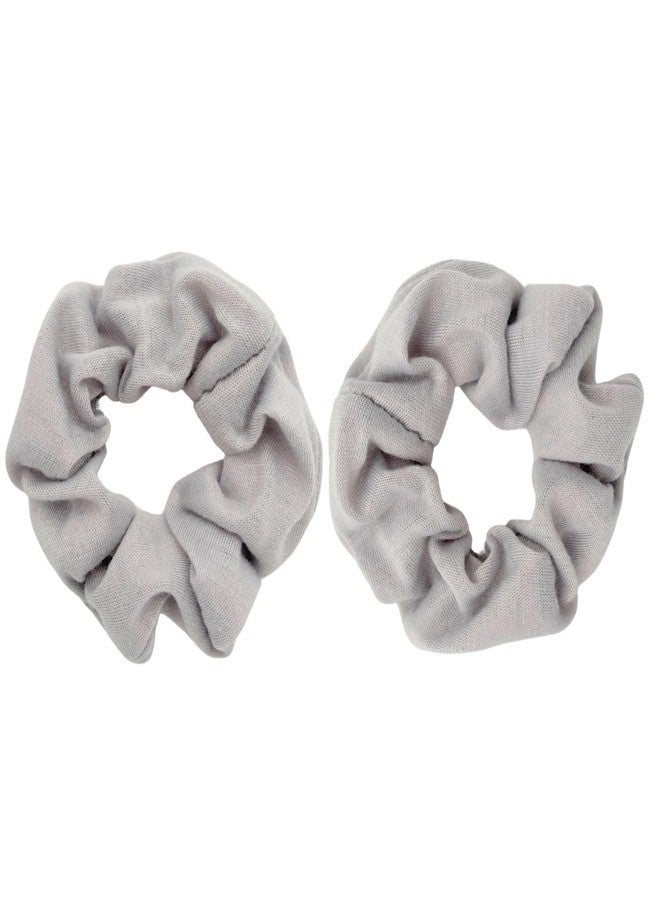 MDSTYLE 2 Pack Hair Scrunchies for Women & Girls - Soft Cotton - No Damage Hair Ties for Thick Hair, Pony Tails - Hair Bands, Ponytail Holder (Grey) - Image 1