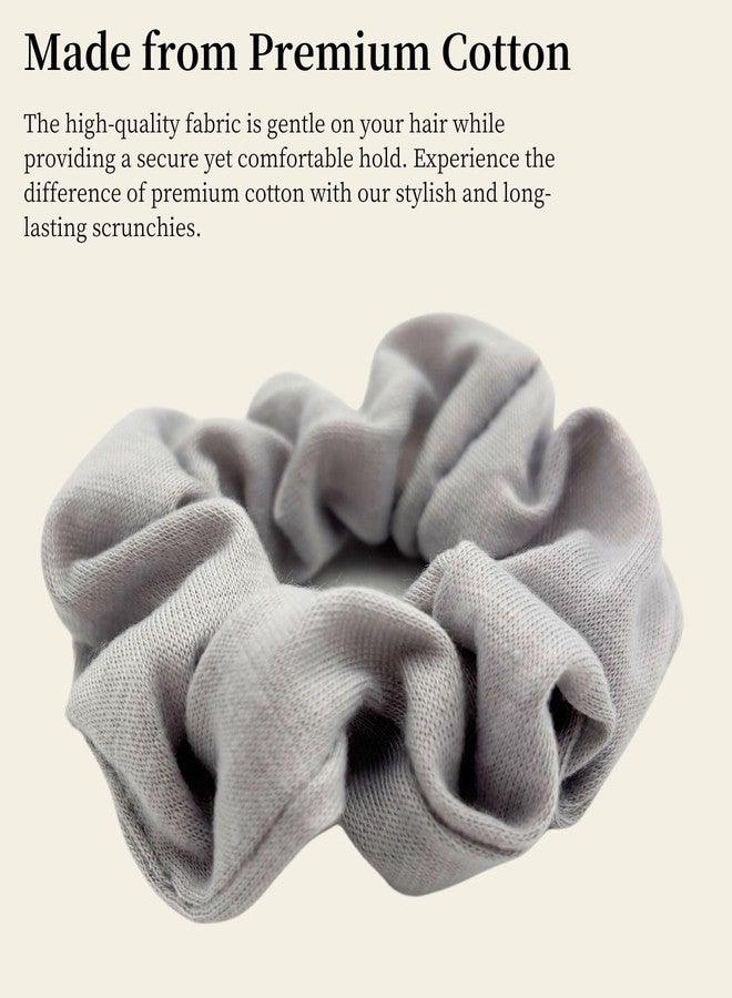MDSTYLE 2 Pack Hair Scrunchies for Women & Girls - Soft Cotton - No Damage Hair Ties for Thick Hair, Pony Tails - Hair Bands, Ponytail Holder (Grey) - Image 5