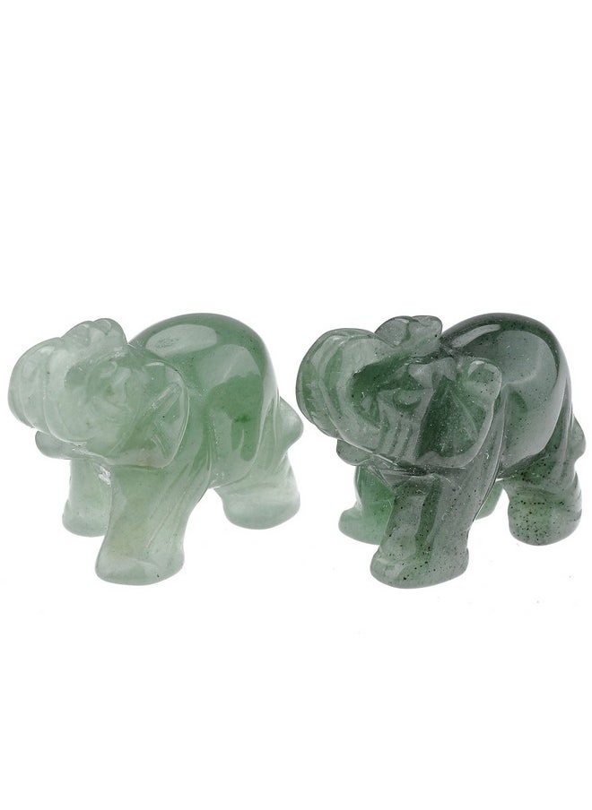 Jovivi Jovivi 2 Pcs Natural Carved Healing Gemstones Crystal Elephant Figurines Statues 1.5'' Home Room Decor Desk Decoration Christmas Ornaments in Gift Box - Green Aventurine  - Image 3