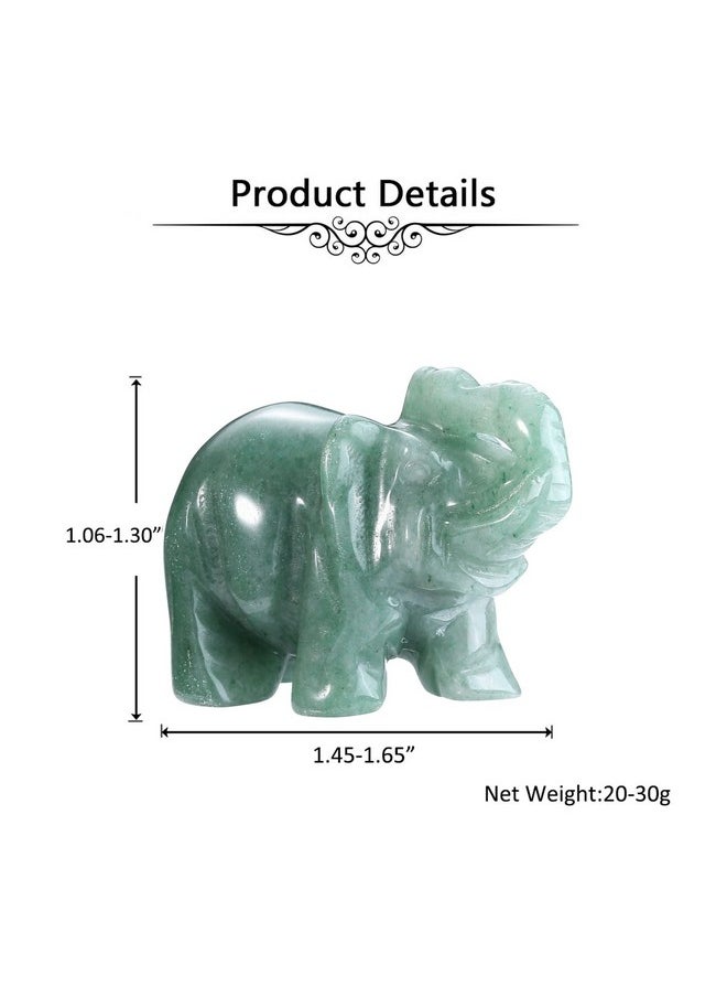 Jovivi Jovivi 2 Pcs Natural Carved Healing Gemstones Crystal Elephant Figurines Statues 1.5'' Home Room Decor Desk Decoration Christmas Ornaments in Gift Box - Green Aventurine  - Image 4