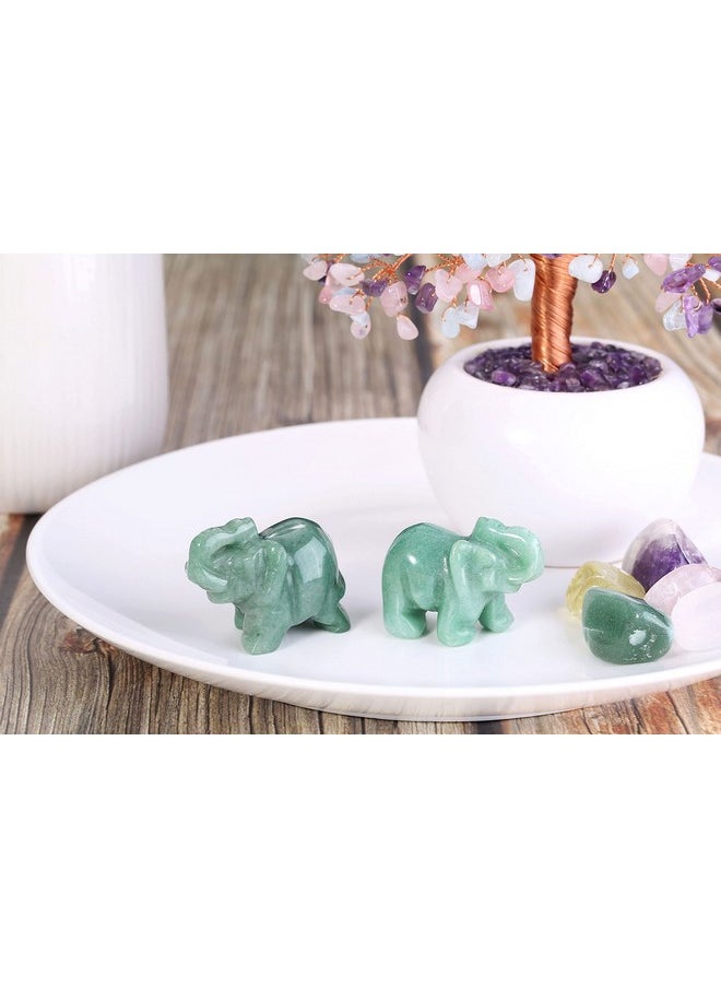 Jovivi Jovivi 2 Pcs Natural Carved Healing Gemstones Crystal Elephant Figurines Statues 1.5'' Home Room Decor Desk Decoration Christmas Ornaments in Gift Box - Green Aventurine  - Image 5