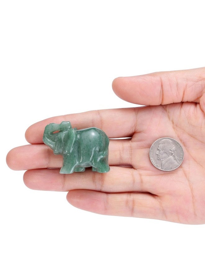 Jovivi Jovivi 2 Pcs Natural Carved Healing Gemstones Crystal Elephant Figurines Statues 1.5'' Home Room Decor Desk Decoration Christmas Ornaments in Gift Box - Green Aventurine  - Image 2