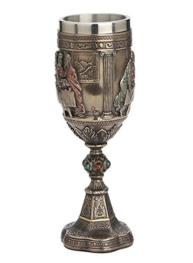 فيرونيز ديزاين تمثال من تصميم فيرونيز، كأس العشاء الأخير ليسوع، مصنوع من الراتنج المصبوب على البارد، بلمسة نهائية برونزية عتيقة، مقاس 6 3/4 بوصة، قطعة ديكور منزلي - Image 3