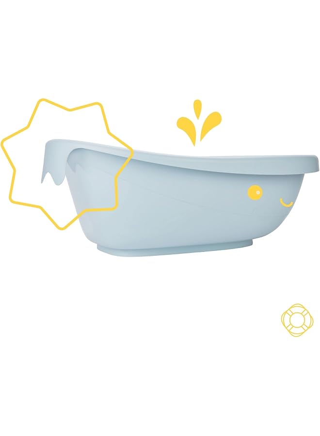 Badabulle Baby And Toddler Whale Bathtub Built In Drain Plug |Spacious And Comfortable Bath Tub Newborn To 24 Months - Image 5
