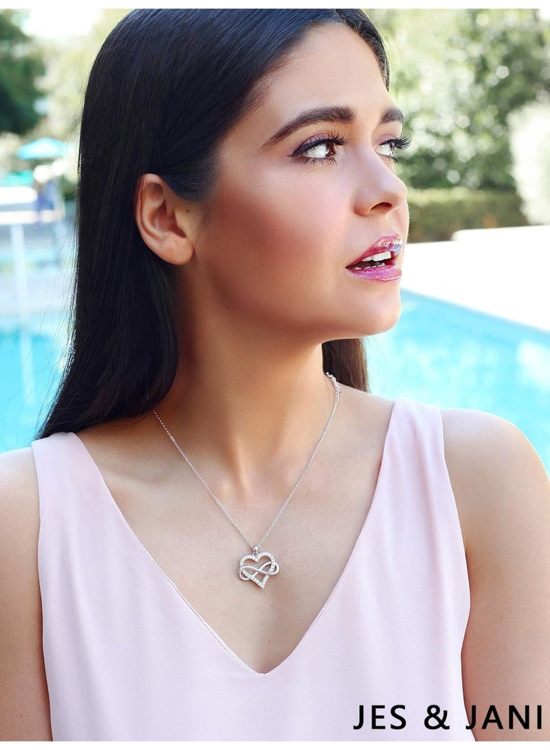 قلادة قلب اللانهاية للنساء، قلادة قلب الحب مرصعة بزركونيا مكعب، قلادة قلب من الفضة الإسترلينية عيار 925 للحبيبة - Image 5