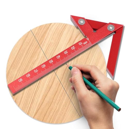 Serplex® Right Angle Scribing Ruler for Woodwork Red Aluminum Alloy Multi-Angle Ruler Measuring Ruler Right Angle Finder Laser Etched Woodwork Straight Ruler for Marking, Measuring - Image 1