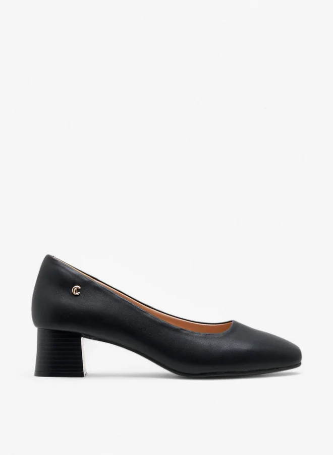 Le Confort Women's Solid Leather Slip-On Pumps with Block Heels