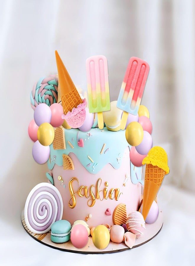 Roaring Good Time Ice Cream Cupcake Toppers Candyland Cake Topper with Ice Cream for Sweet Theme Birthday Donut Cake Topper Donut Birthday Themed Party Supplies - Image 1