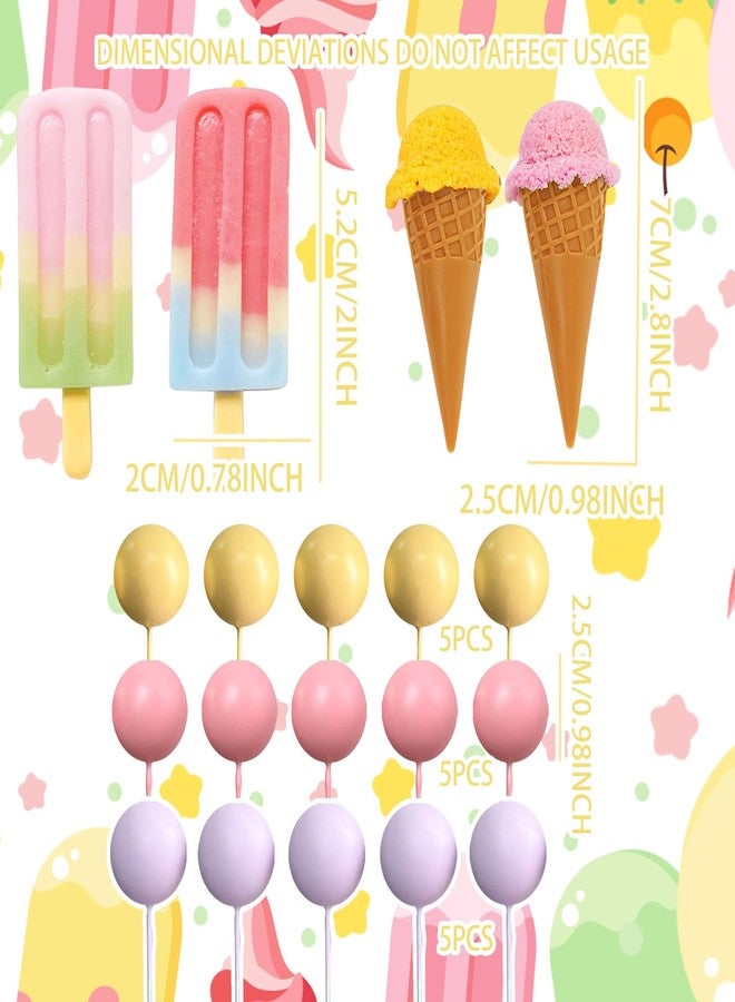 Roaring Good Time Ice Cream Cupcake Toppers Candyland Cake Topper with Ice Cream for Sweet Theme Birthday Donut Cake Topper Donut Birthday Themed Party Supplies - Image 2