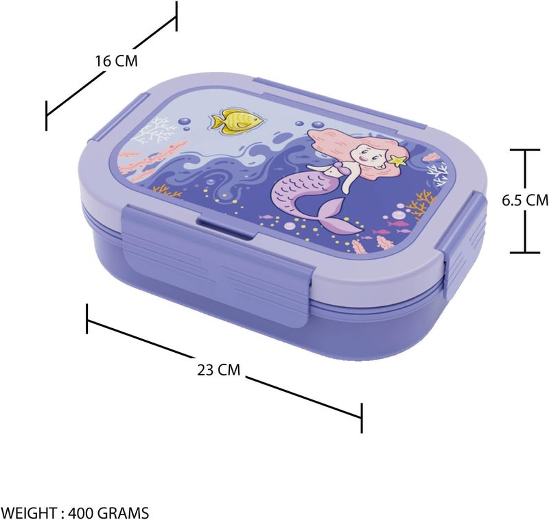 PEARL Kids Regular Plastic Bento Lunch Box - Mermaid Design, BPA-Free, Leakproof, Compact School Lunch Container - Image 2
