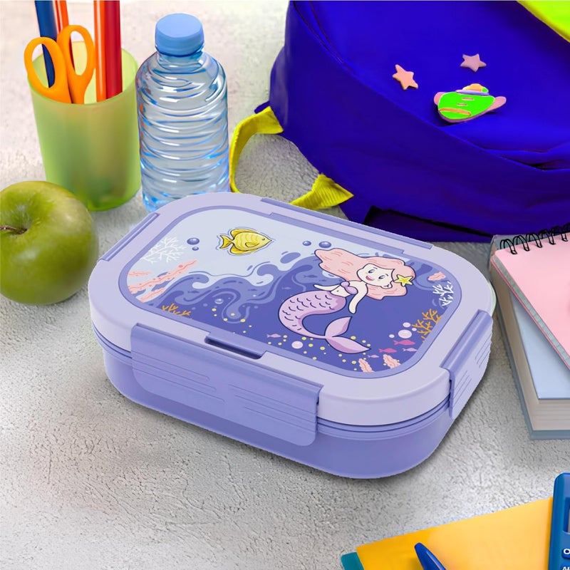 PEARL Kids Regular Plastic Bento Lunch Box - Mermaid Design, BPA-Free, Leakproof, Compact School Lunch Container - Image 4