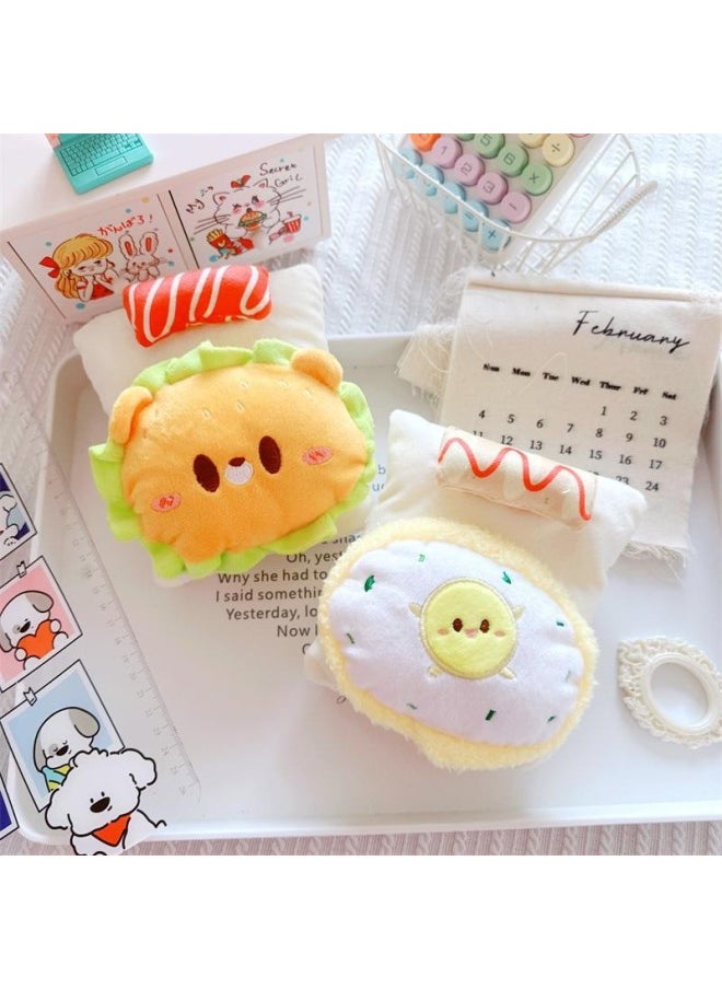 null - 10cm Cotton Doll Bedding 15cm Star Doll Craving Hamburger Egg Bedding Quilt Mattress Pillow-Specifications:Suitable For Dolls Around 10cm-Color:Greedy Castle Bedding - Image 1
