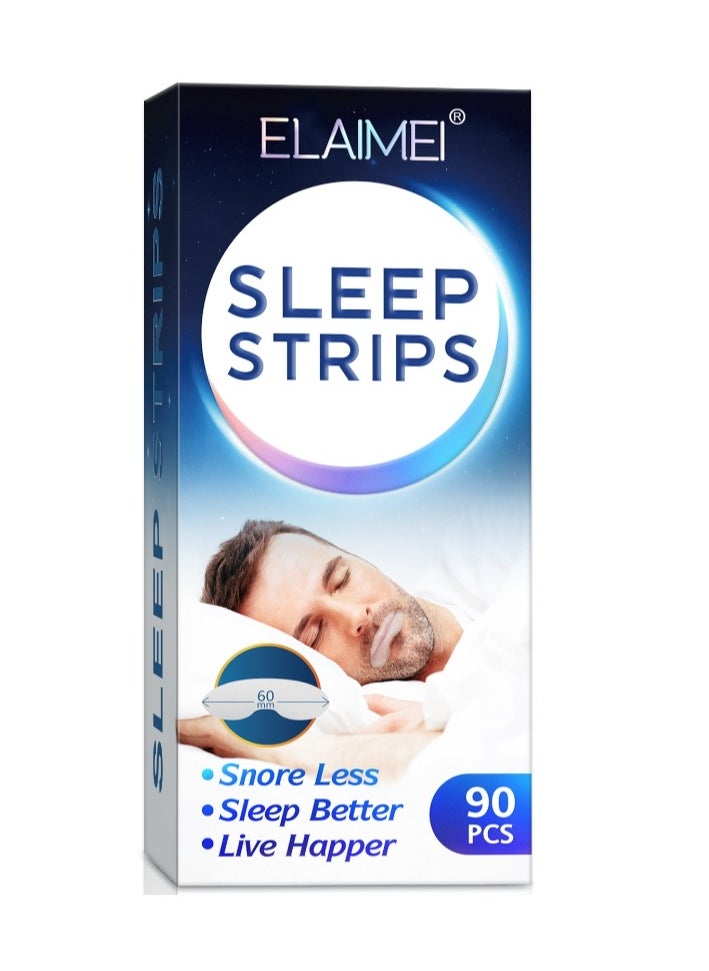 Elaimei - Mouth Tape for Sleeping 90Pcs Sleep Mouth Strips for Less Mouth Breathing Advanced Gentle Mouth Strips for Nasal Breathing Improve Sleep Quality and Stop Snoring Solution Strips - Image 1