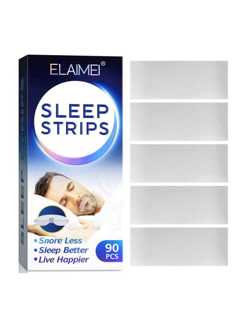 Elaimei - Mouth Tape for Sleeping 90Pcs Sleep Mouth Strips for Less Mouth Breathing Advanced Gentle Mouth Strips for Nasal Breathing Improve Sleep Quality and Stop Snoring Solution Strips - Image 1