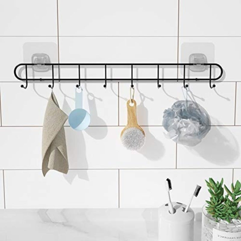KYKOH Stainless Steel 6 Pin Bathroom Cloth Hooks Hanger Door Bathroom Robe Hooks Rail for Hanging Keys,Clothes,Towel Steel Hook (Black) (1) - Image 4