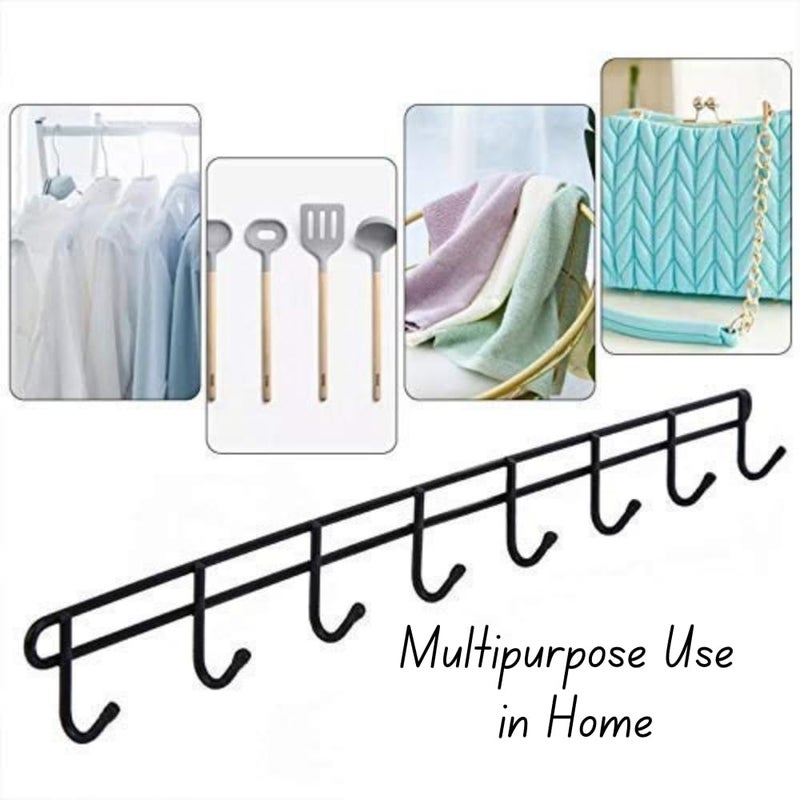 KYKOH Stainless Steel 6 Pin Bathroom Cloth Hooks Hanger Door Bathroom Robe Hooks Rail for Hanging Keys,Clothes,Towel Steel Hook (Black) (1) - Image 5