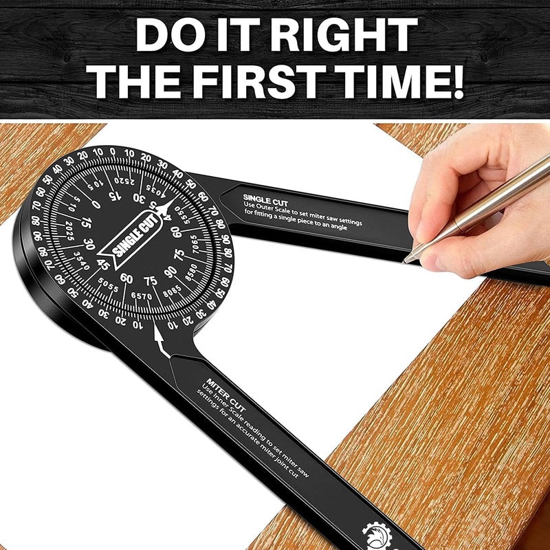 Saker Miter Saw Protractor|7-Inch Aluminum Protractor Angle Finder Featuring Precision Laser-Inside & Outside Miter Angle Finder for Carpenters, Plumbers and All Building Trades(2PCS) - Image 4
