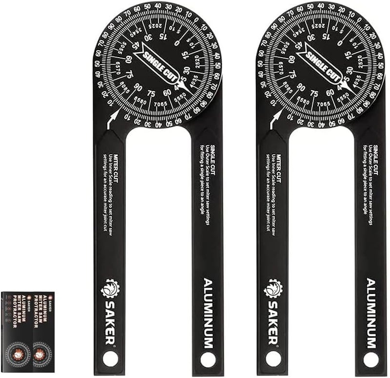 Saker Miter Saw Protractor|7-Inch Aluminum Protractor Angle Finder Featuring Precision Laser-Inside & Outside Miter Angle Finder for Carpenters, Plumbers and All Building Trades(2PCS) - Image 1
