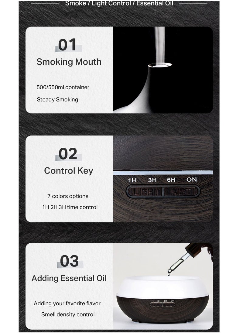 Mi VAZA - 500ML Ultrasonic Air Humidifier Essential Oil Diffuser With 7-Colour LED Lights Aromatherapy Humidifier - Image 1