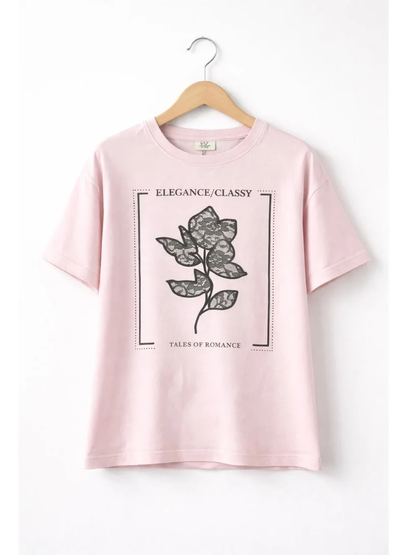 Victor And Jane  Girls’ Oversized Lace Embroidered T-Shirt for Women | Best Price UAE