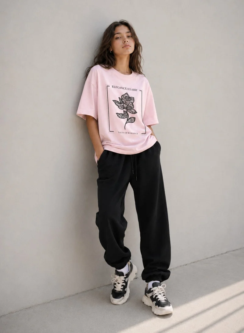 فكتور اند جين Girls’ Oversized Lace Embroidered T-Shirt