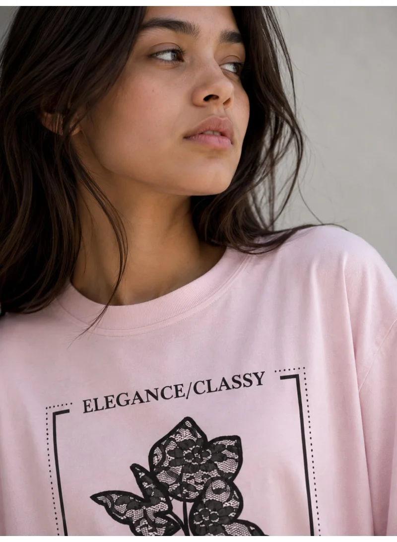 Victor And Jane  Girls’ Oversized Lace Embroidered T-Shirt for Women | Best Price UAE