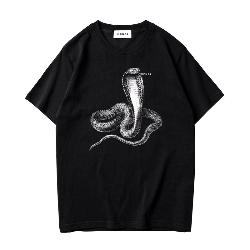 Kang Li Direct Spray Fashion Brand Men'S All-Match Short Sleeve Fashion Ins Spray Print Cobra Venomous Snake Couple Personality Vest T-Shirt - Image 2