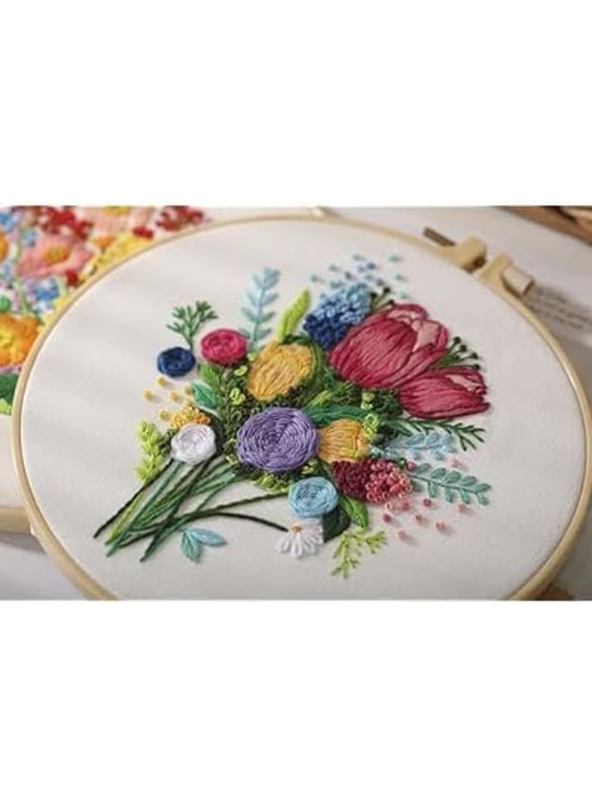 مجموعة أدوات تطريز أوراق الزهرة الصفراء للمبتدئين، مجموعة تطريز يدوي، مجموعة غرز متقاطعة مطبوعة بنمط للبالغين المبتدئين، مع طوق التطريز والتعليمات (زهرة 1) - Image 3