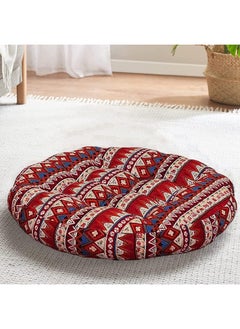 LENND Floor Pillow Meditation Pillow Bohemia Striped Style Seat Cushion Yoga Cushion India Mandala Floor Pad for Living Room Bedroom Balcony Garden Party Decoration (Round(55cm), Stripe Red)  - Image 1