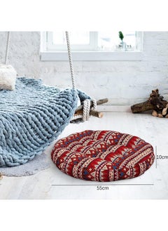 LENND Floor Pillow Meditation Pillow Bohemia Striped Style Seat Cushion Yoga Cushion India Mandala Floor Pad for Living Room Bedroom Balcony Garden Party Decoration (Round(55cm), Stripe Red)  - Image 4