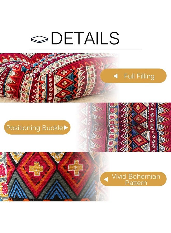 LENND Floor Pillow Meditation Pillow Bohemia Striped Style Seat Cushion Yoga Cushion India Mandala Floor Pad for Living Room Bedroom Balcony Garden Party Decoration (Round(55cm), Stripe Red)  - Image 5