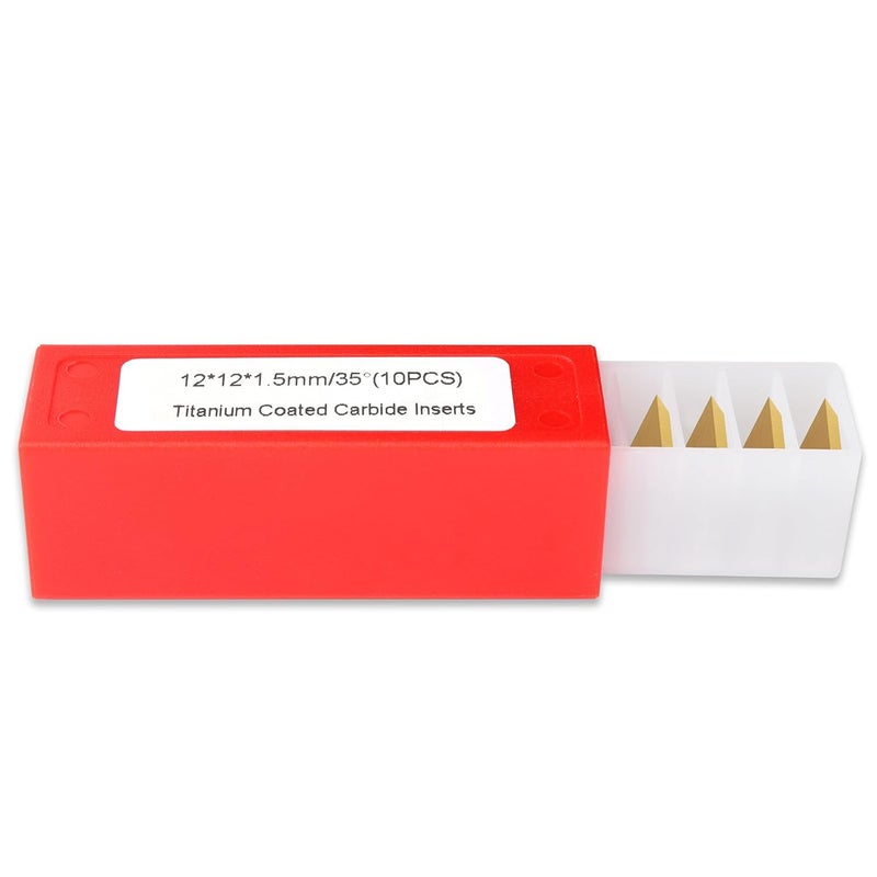 BINSTAK TiN Coated Square Corners Carbide Inserts 4 Edges, 12 * 12mm*1.5mm, 35 Degree Cutting Angle, Pack of 10, Straight-Hole (Gold) - Image 4