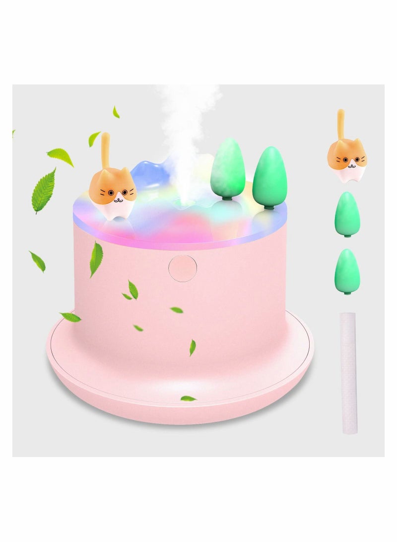 Excefore Small Humidifier, 20db Cute Humidifiers, Humidifiers for Baby With Colorful Light, Mini Humidifier, Humidifiers for bedroom Kids, Office, Home, Plant, Travel (Pink) - Image 1