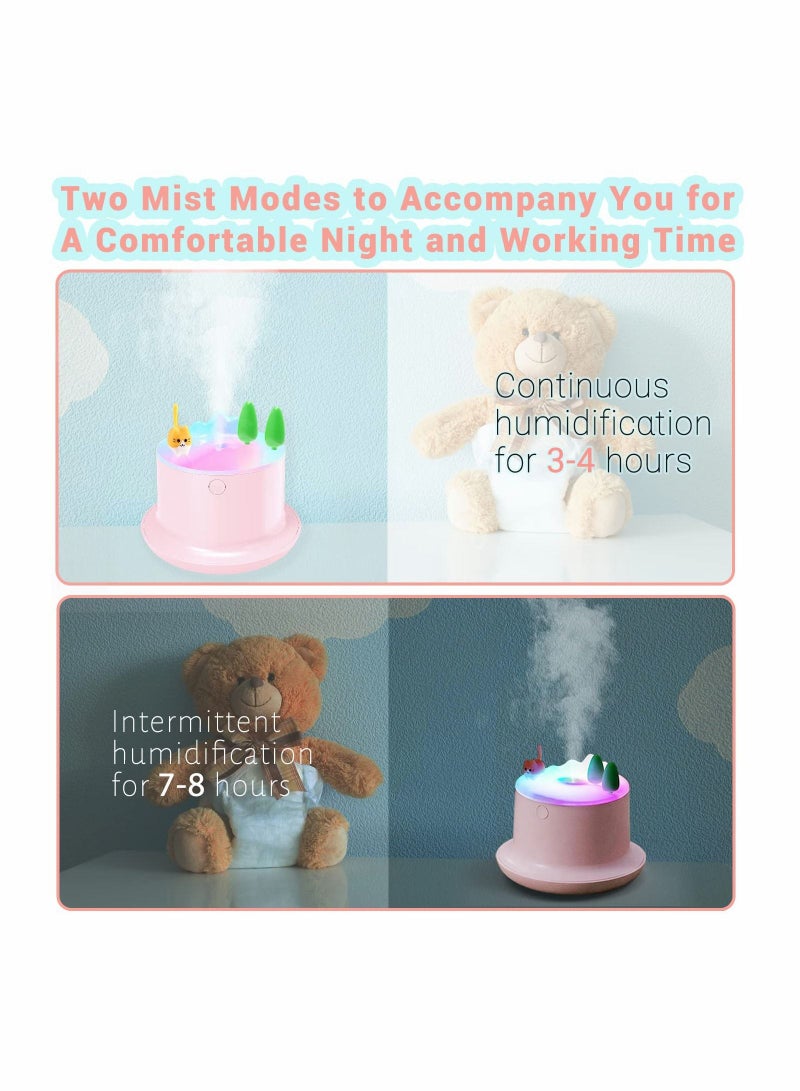 Excefore Small Humidifier, 20db Cute Humidifiers, Humidifiers for Baby With Colorful Light, Mini Humidifier, Humidifiers for bedroom Kids, Office, Home, Plant, Travel (Pink) - Image 5