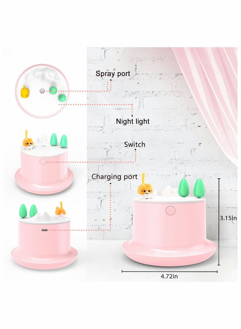 Excefore Small Humidifier, 20db Cute Humidifiers, Humidifiers for Baby With Colorful Light, Mini Humidifier, Humidifiers for bedroom Kids, Office, Home, Plant, Travel (Pink) - Image 2