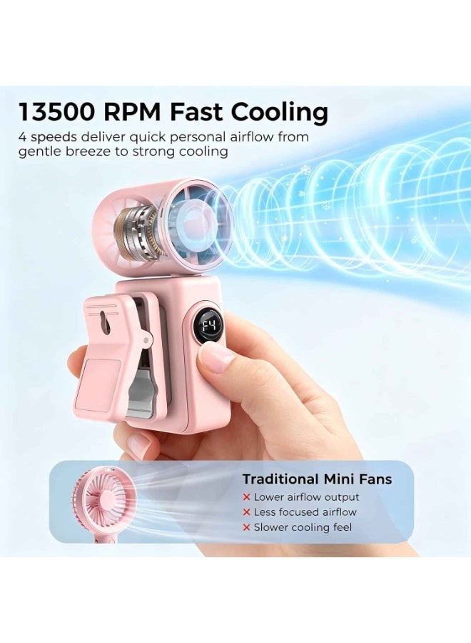 Clip-On Portable Fan, Mini Cooling Fan,Handheld Turbo Fan for Travel,Small But Mighty Mini Fan, Detachable 360° Rotating Clip, LED Display, Rechargeable, Summer Outings, Gifts For Women And Men - Image 2