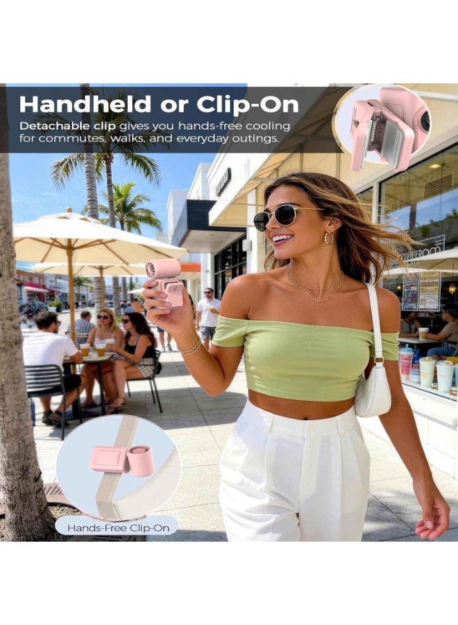 Clip-On Portable Fan, Mini Cooling Fan,Handheld Turbo Fan for Travel,Small But Mighty Mini Fan, Detachable 360° Rotating Clip, LED Display, Rechargeable, Summer Outings, Gifts For Women And Men - Image 5