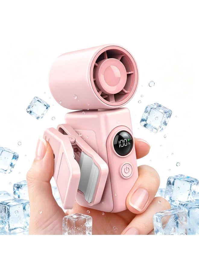 Clip-On Portable Fan, Mini Cooling Fan,Handheld Turbo Fan for Travel,Small But Mighty Mini Fan, Detachable 360° Rotating Clip, LED Display, Rechargeable, Summer Outings, Gifts For Women And Men - Image 1
